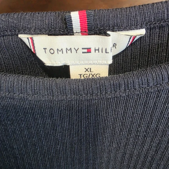 Tommy Hilfiger Women's Dark Blue Pleated Sleeve Tee - Picture 4 of 5